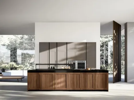 Cucina Design in legno massello e laccato con isola Ligna composizione 01 di Armony
