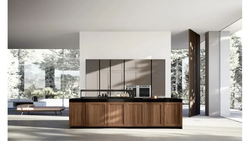 Cucina Design in legno massello e laccato con isola Ligna composizione 01 di Armony
