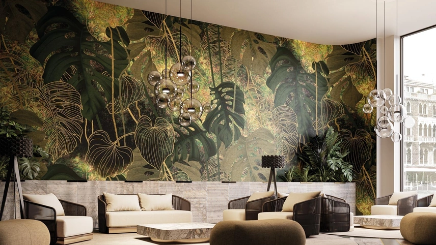 Carta da parati Golden Leaf di Instabilelab