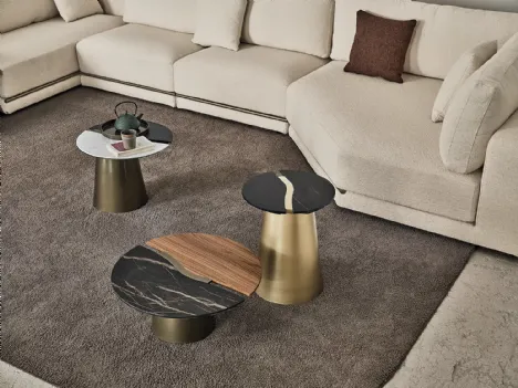 Tavolino Yang in SuperMarmo o SuperMarmo e legno di Bontempi