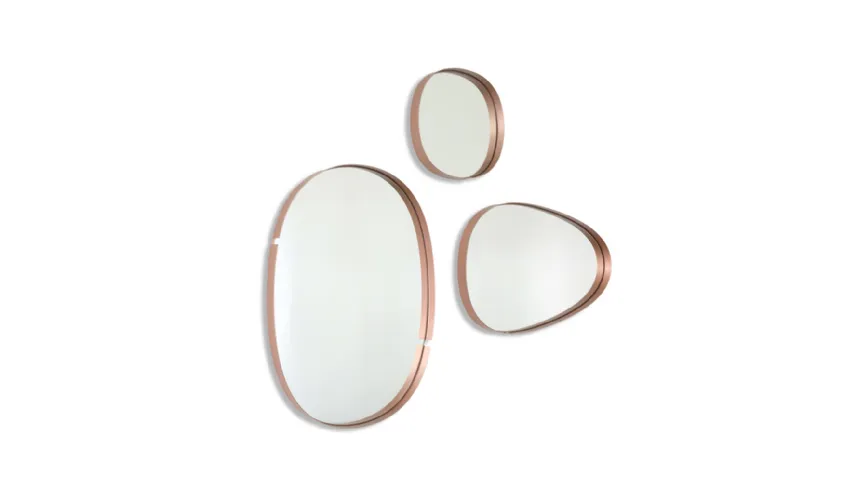 Specchio con cornice di design in metallo spazzolato Lumiere di Riflessi
