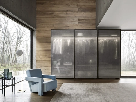 Armadio scorrevole Scrigno in vetro tramato di Sangiacomo