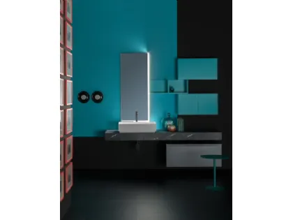 Mobile da Bagno sospeso in nobilitato e  laccato opaco e piano in laminato effetto pietra B GO CHROMATIC BG46 di Compab