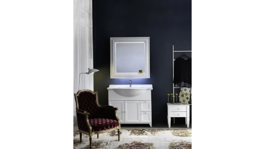 Mobile Bagno da appoggio in laccato bianco opaco e lavabo consolle in ceramica DIAMANTE DM13B di Compab