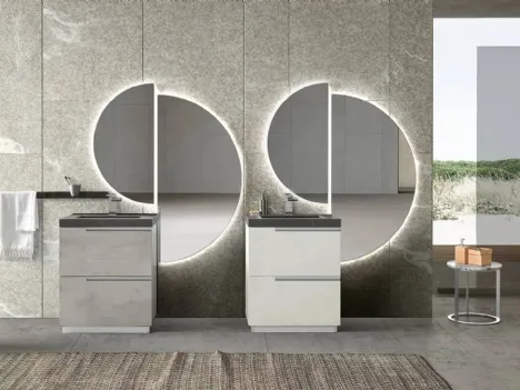 Mobile da Bagno a terra Side 03 in melaminico con top in gres pietra grey di Archeda