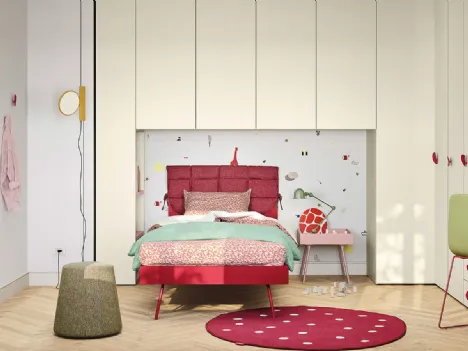 Cameretta a ponte in laccato color luna Kids space 23 di Nidi