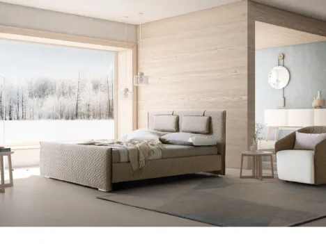 Letto con testiera e box contenitore in tessuto trapuntato Evergreen di Le Comfort