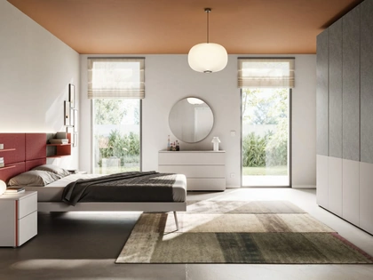 Letto matrimoniale Giako Basic 14 con testiera in tessuto di Orme