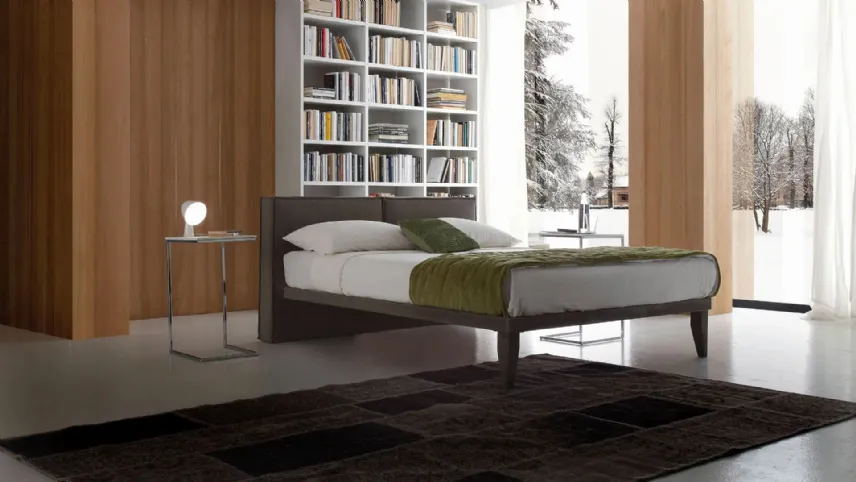 Letto con testiera in tessuto imbottito Jessie di Ergogreen