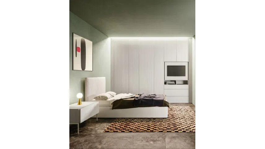 Letto con testiera in tessuto imbottito Icon Big di Zalf