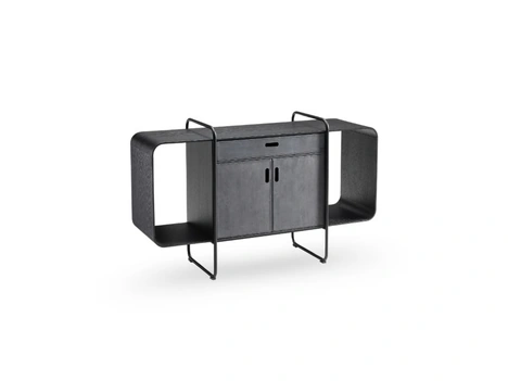 Madia Apelle con struttura in metallo e ante rivestite in pelle di Midj