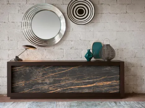 Madia Picasso P12 in Rovere con ante in finitura ceramica Noir Desir di Riflessi