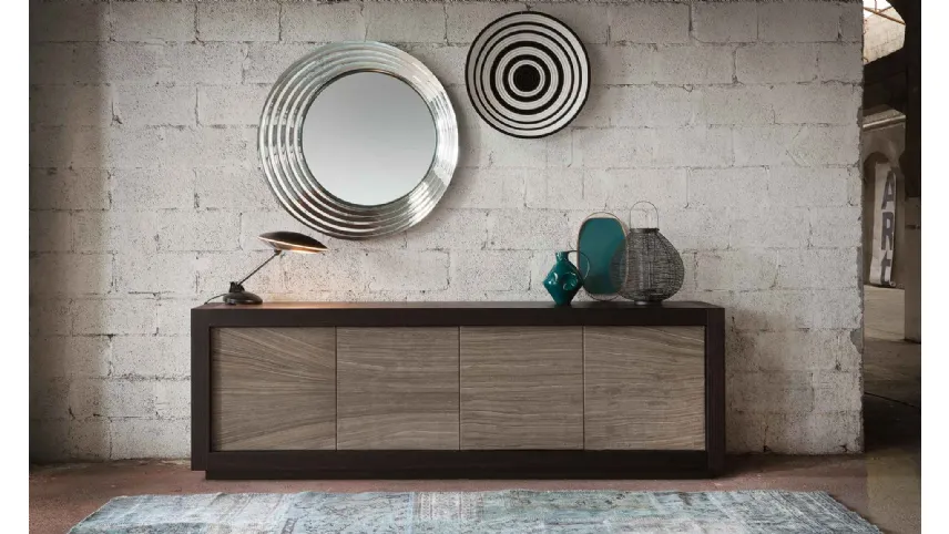 Madia Picasso P12 River Grey in Rovere Coke con ante rivestite in Pietra di Riflessi