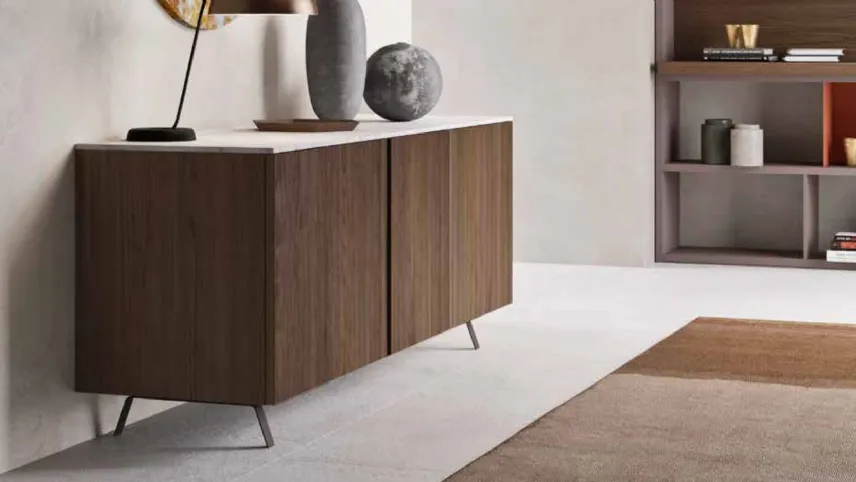 Madia in frassino con base in marmo System Modulo 02 di Orme