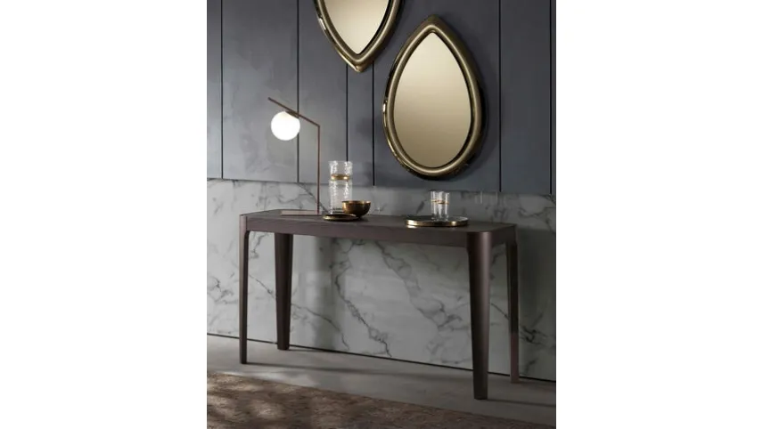 Mobile ingresso Consolle con top in ceramica e base in legno di Frassino Cross di Riflessi
