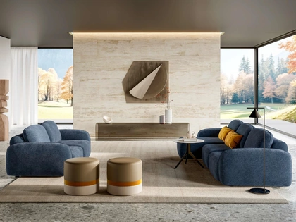 Salotto in tessuto Susa con penisola e lineare di Le Comfort