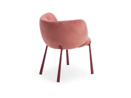 Sedia Mys rivestita in tessuto imbottito con gambe in metallo di Midj
