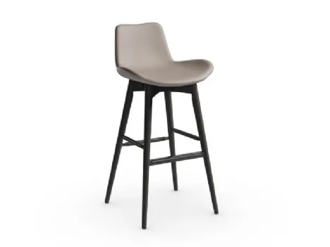 Sgabello con seduta in pelle e struttura in frassino tinto Dalia LR TS di Midj
