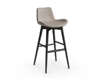 Sgabello con seduta in pelle e struttura in frassino tinto Dalia LR TS di Midj