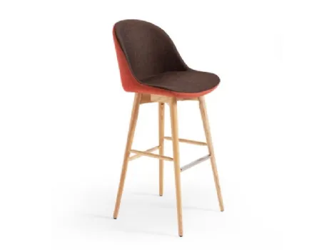 Sgabello in tessuto con struttura in legno Sonny LR TS di Midj