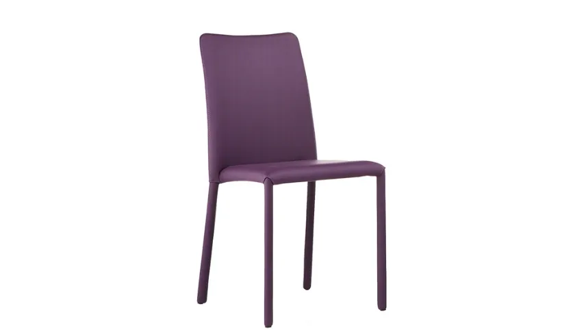 Sedia rivestita completamente in pelle Silvy SB R TS di Midj