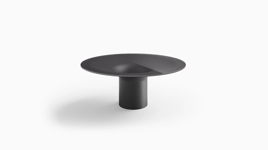Tavolo Helicon con piano in cristallo di Desalto