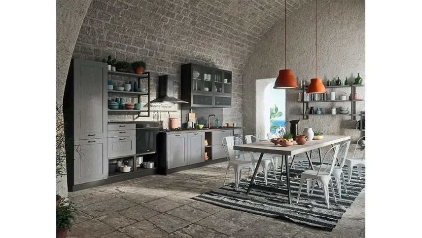 Cucina in linea in frassino impiallacciato Contemporary Kitchen Astra