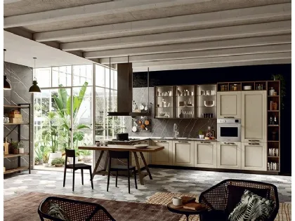 Cucina in legno massello con piano in laminato Hpl Opera Astra