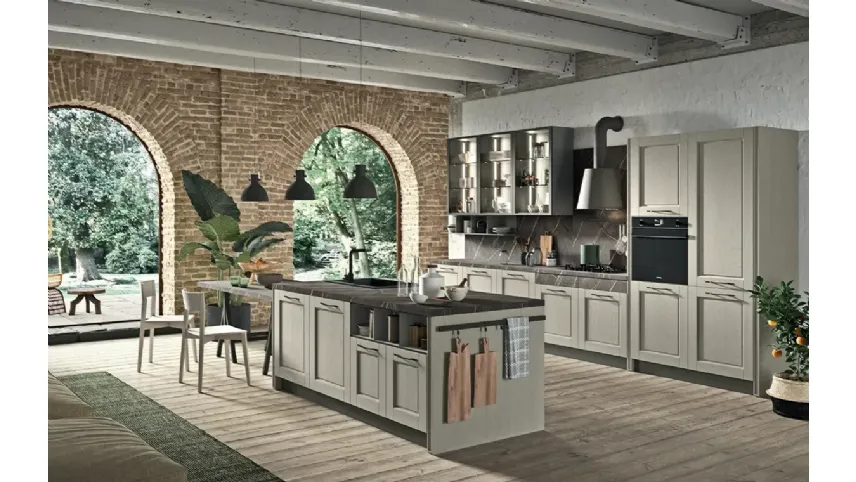 Cucina Classica con isola Epoca Classico 02 in Frassino laccato di Astra