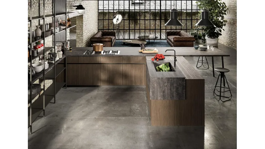 Cucina Design con penisola Industrial Kitchen 03 di Astra