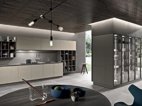 Cucina Design lineare Mood 04 in legno laccato di Astra