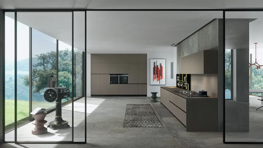Cucina Design ad angolo in Fenix NTM grigio Sistemi 3|1|B di Copat Life