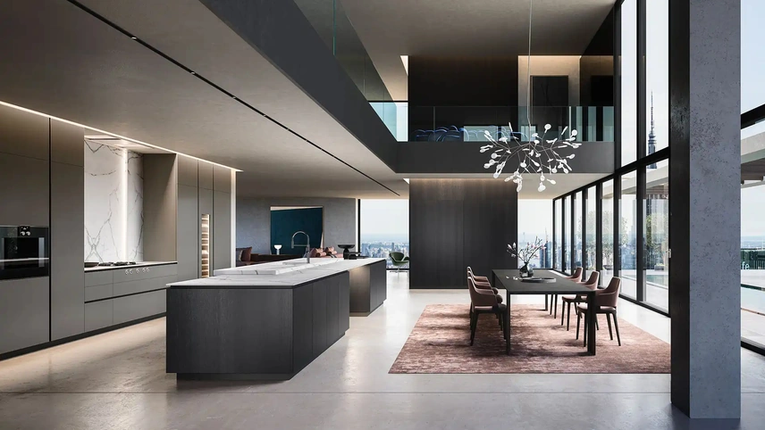 Cucina Design con isola Diamond + Yota Portrait 24 di Armony