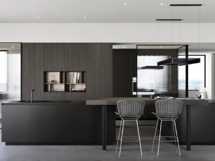 Cucina Design lineare in rovere moro e laccato satinato Sistemi 3|1|A22 di Copat Life