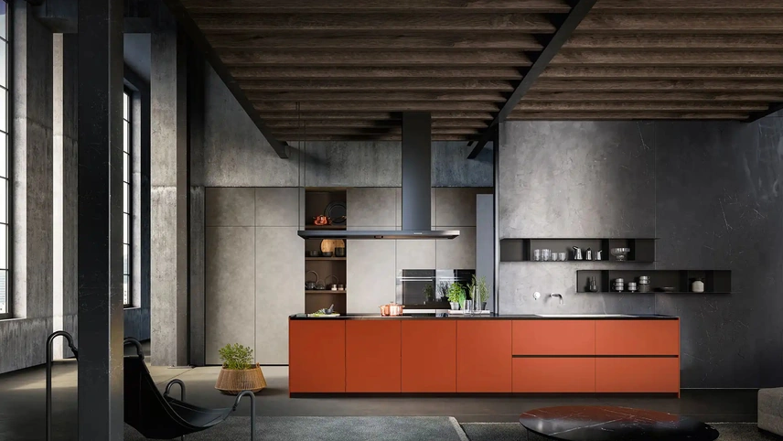 Cucina Design Skyline + Yota Portrait 28 in acciaio e laminato  di Armony