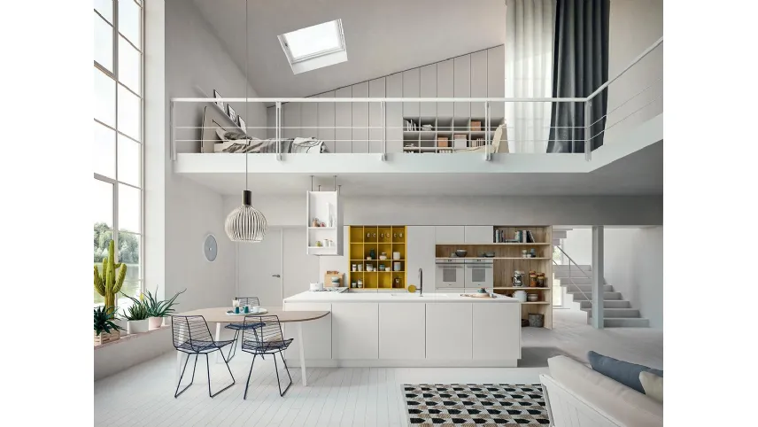 Cucina Design ad angolo XXL 03 in laminato Bianco Assoluto di Astra