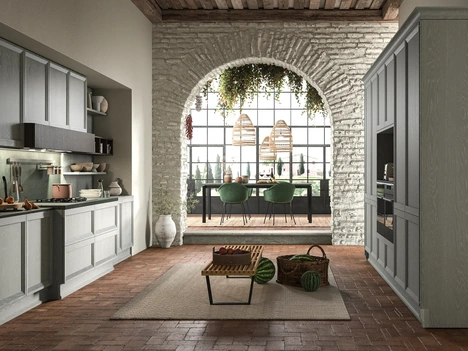 Cucina Moderna Impero Contemporaneo 01 in frassino laccato decapato di Astra