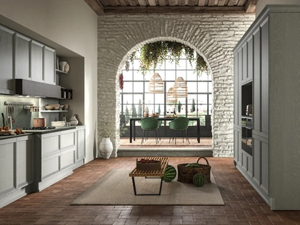 Cucina Moderna Impero Contemporaneo 01 in frassino laccato decapato di Astra