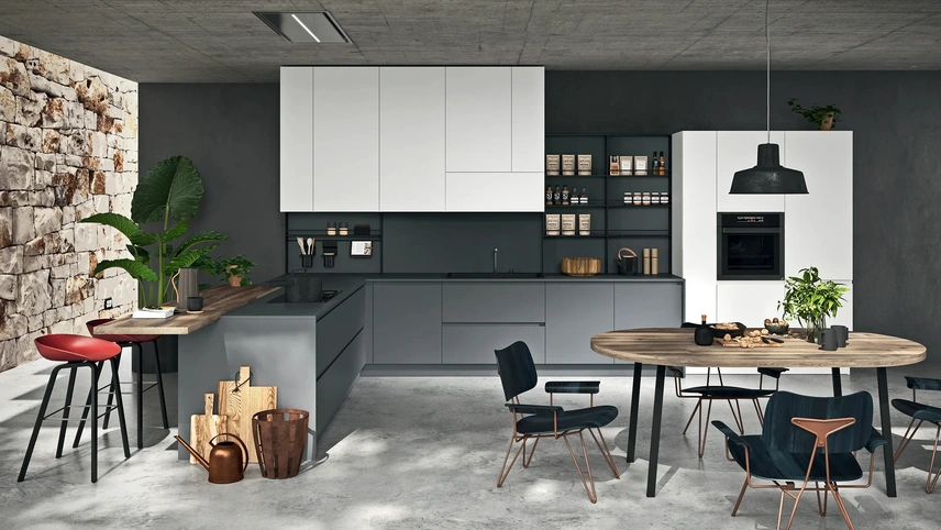Cucina Moderna con penisola Line Moderno 20 di Astra