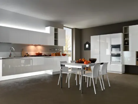 Cucina Moderna lineare SP22 04 in laccato Bianco lucido di Astra