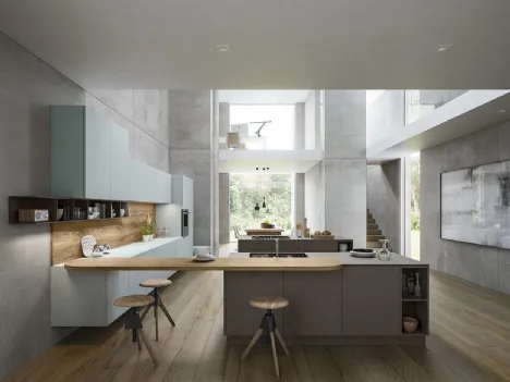 Cucina Moderna in vetro organico laccato Bianco e Fango Vitrum org 03 di Astra