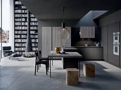 Cucina ad angolo in laccato con piano in legno folding Zen di Astra