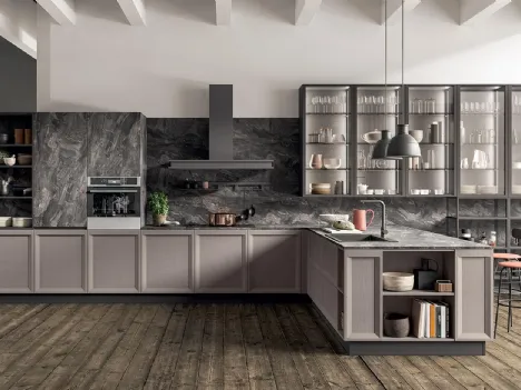 Cucina su misura angolare Atelier 02 in Frassino laccato Terranova di Astra