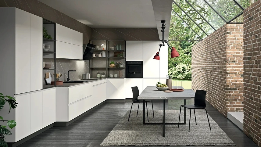 Cucina angolare su misura Line Moderno 21 di Astra