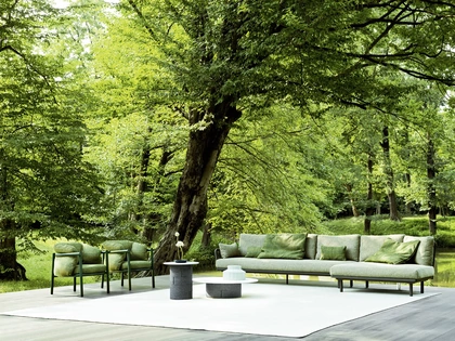 Salotto da esterno Allegra in alluminio e tessuto di Varaschin