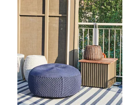 Pouf rotondo in tessuto da esterno Big Stone di Leolori