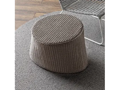 Pouf per esterno in polipropilene e base in alluminio Double Oval di Leolori