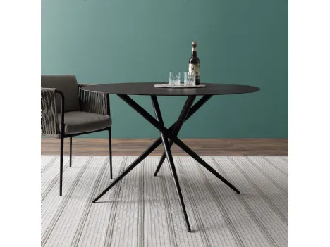 Tavolo rotondo in metallo con gambe incrociate Eva Lunch Table di Leolori
