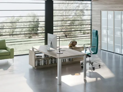 Scrivania Direzionale Cubo Direzionale con Servente Olmo di Compir