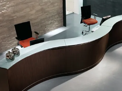 Reception Modulare Onda Wenge con piano in Vetro di Compir